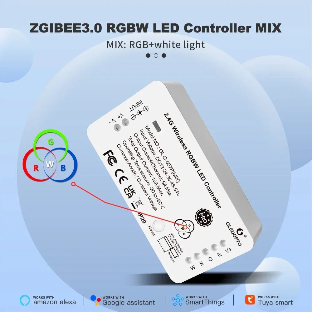Smart ZigBee 3.0 LED Strip Controller RGBW Pro Color White Light Mixture Homey Alexa Tuya Smart SmartThings App Voice Control
Smart ZigBee 3.0 LED Strip Controller RGBW Pro Color White Light Mixture Homey Alexa Tuya Smart SmartThings App Voice Control