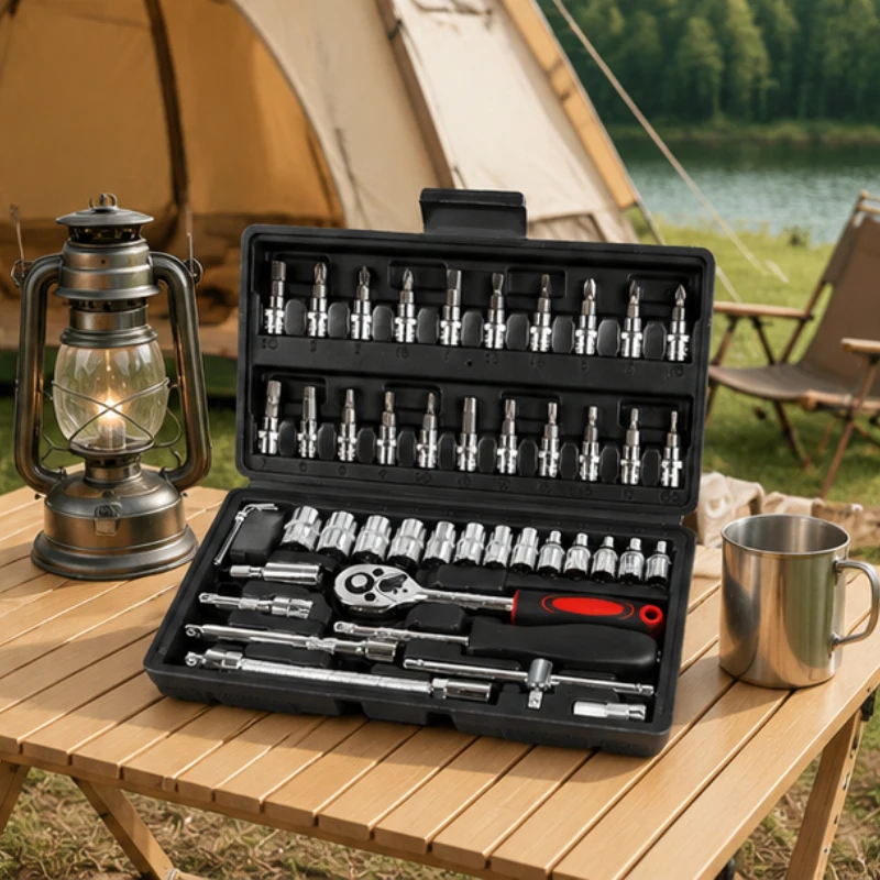 All round 46pcs maintenance tool kit ratchet wrench tools perfect for auto motorcycle home and outdoor repair needs
All round 46pcs maintenance tool kit ratchet wrench tools perfect for auto motorcycle home and outdoor repair needs