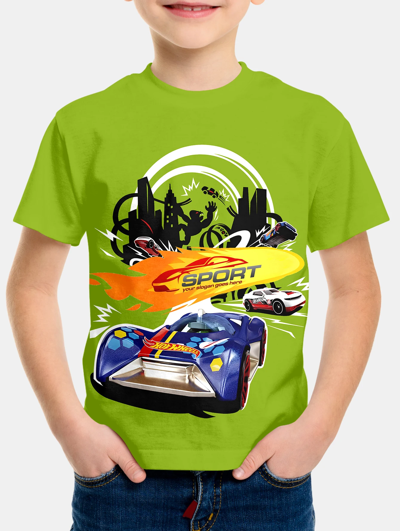 Boys'race car summer round neck short sleeved T-shirt, casual lightweight and comfortable top, 3D printed
Boys'race car summer round neck short sleeved T-shirt, casual lightweight and comfortable top, 3D printed