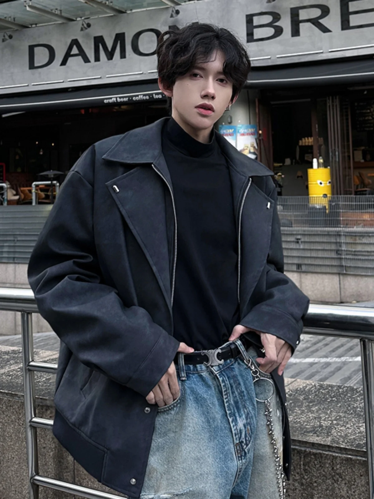 Bla Leather Jaet Men's Autumn Winter Sli Cotton Insert Motorcycle Jaet Design Sense Fake Two-Piece Streetwear
Bla Leather Jaet Men's Autumn Winter Sli Cotton Insert Motorcycle Jaet Design Sense Fake Two-Piece Streetwear