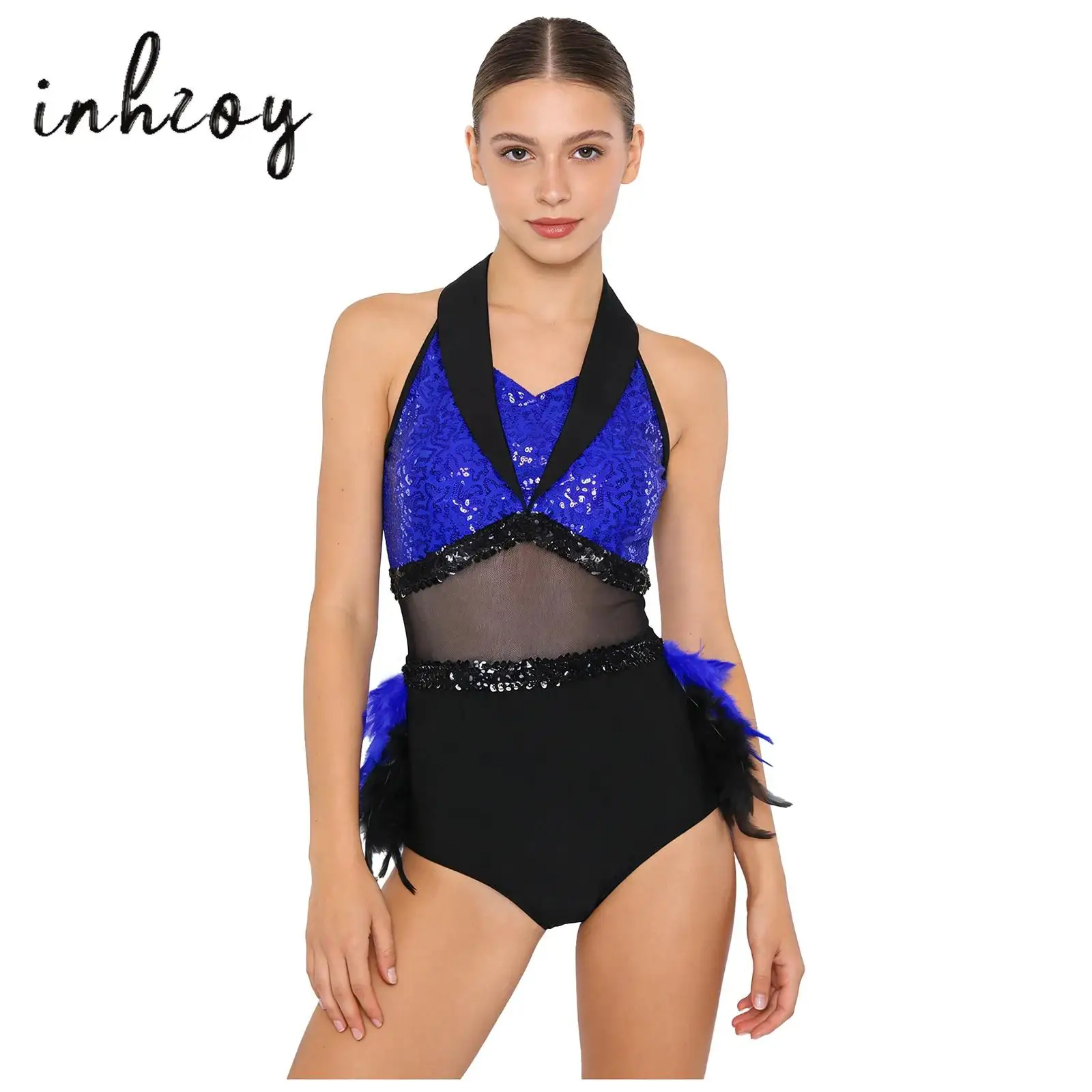Women Sequin Sheer Mesh Feather Bodysuit Latin Jazz Dance Samba Rumba Cha-cha Ballroom Tango Salsa Gymnastics Leotard Clothes
Women Sequin Sheer Mesh Feather Bodysuit Latin Jazz Dance Samba Rumba Cha-cha Ballroom Tango Salsa Gymnastics Leotard Clothes