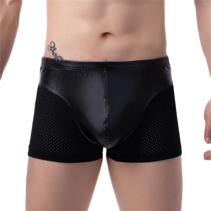 Sexy Men Boxers Low Waist Faux Lingerie Stage U Convex Pouch Black Patent Leather Boxers Shorts Underwear
Sexy Men Boxers Low Waist Faux Lingerie Stage U Convex Pouch Black Patent Leather Boxers Shorts Underwear