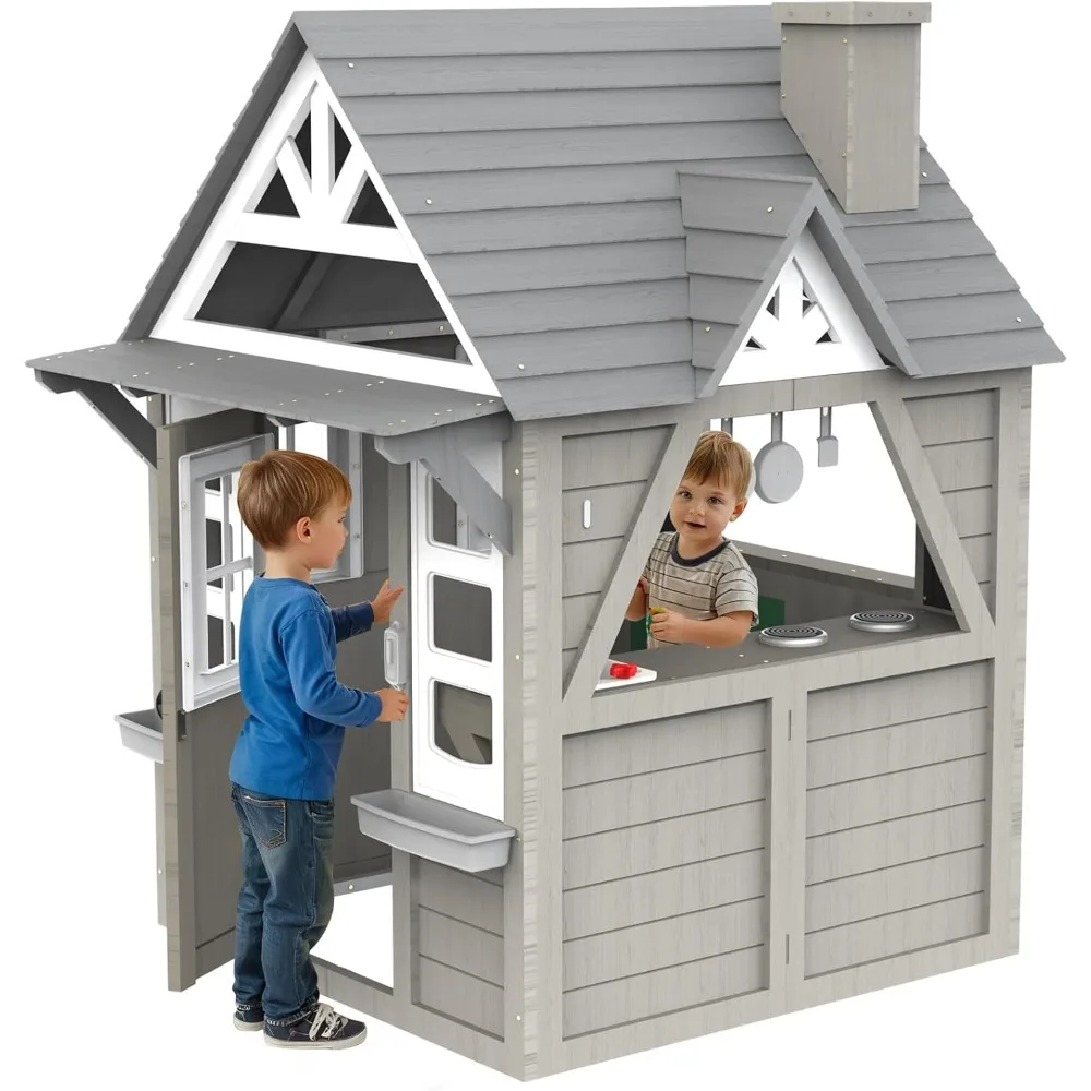 Modern Gray Wooden House for Kids Ages 4-8, Kitchen with Spatulas, Induction Cooker, Flower Pot Rack, Functional, Playhouses
Modern Gray Wooden House for Kids Ages 4-8, Kitchen with Spatulas, Induction Cooker, Flower Pot Rack, Functional, Playhouses