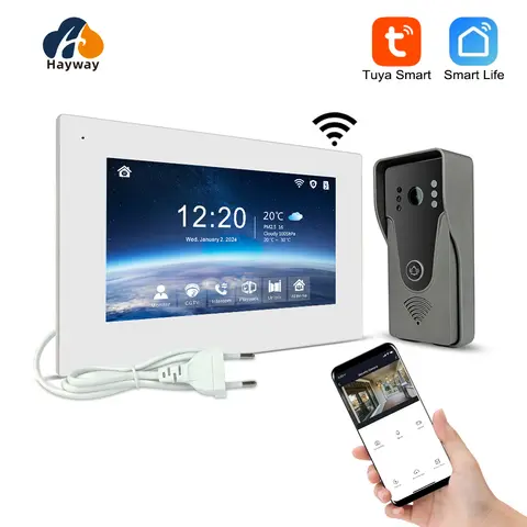Wireless WiFi Smart Video Intercom System 1080P Full Touch Screen with Wired Door Smart Phone Talking One-Key Unlocking