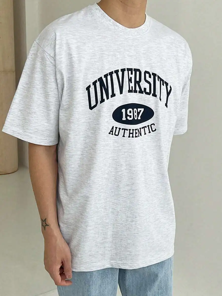 Men Cotton Letter Graphic Drop Shoulder Casual Tee
Men Cotton Letter Graphic Drop Shoulder Casual Tee