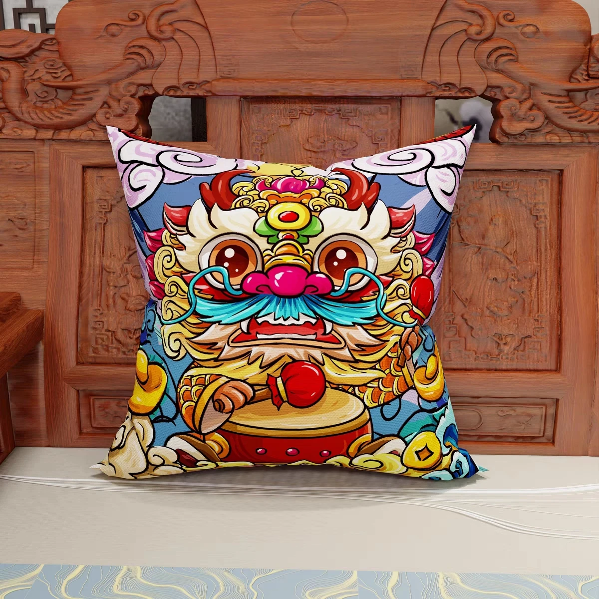 Chinese Lion Throw Pillow Square Cushion Throw Pillow Polyester Home Decoration Throw Pillow 45x45
Chinese Lion Throw Pillow Square Cushion Throw Pillow Polyester Home Decoration Throw Pillow 45x45