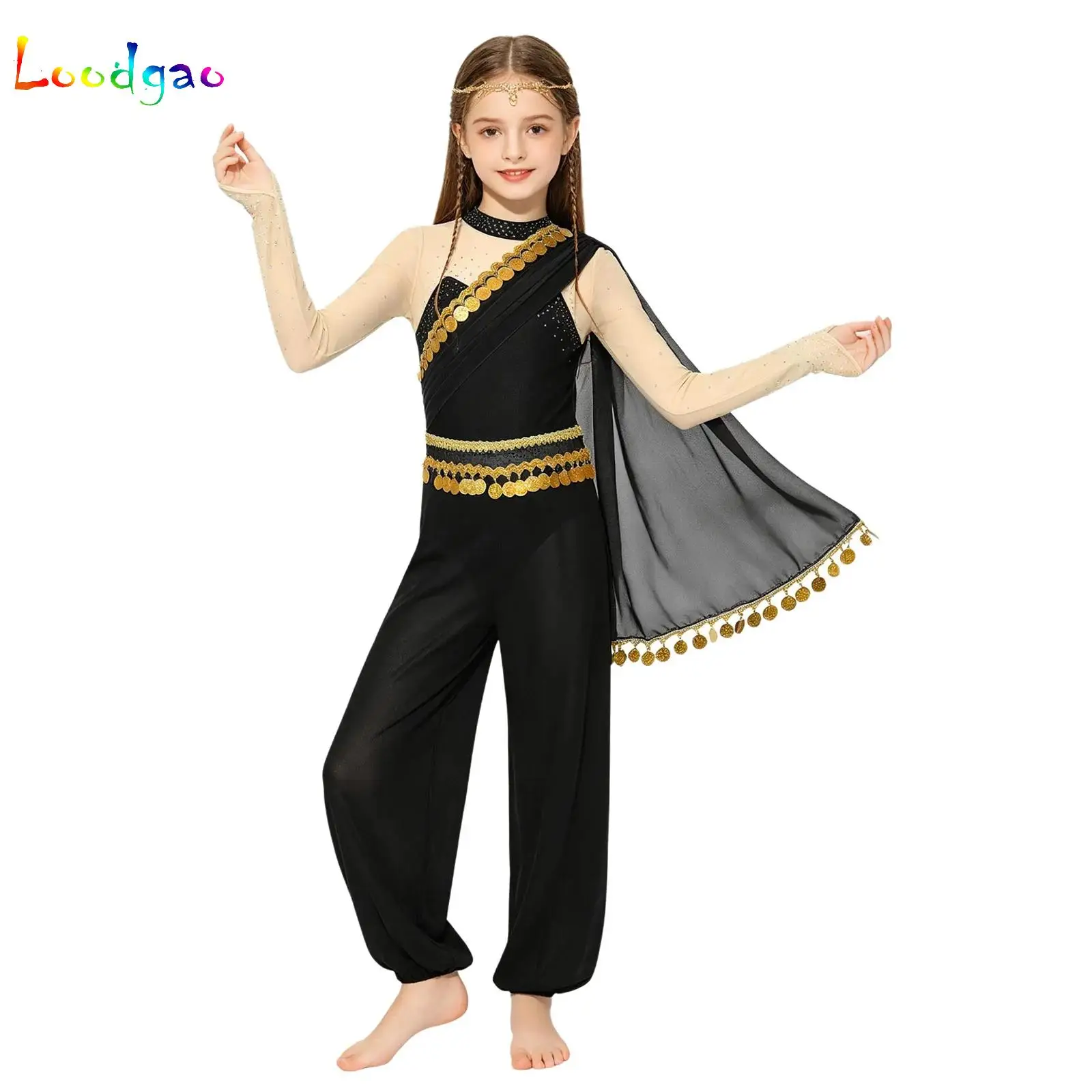 Kids Girls Arabian Cosplay Costume Long Sleeve Rhinestone Sequin Tassels Drapey Long Pants Jumpsuit Halloween Carnival Role Play
Kids Girls Arabian Cosplay Costume Long Sleeve Rhinestone Sequin Tassels Drapey Long Pants Jumpsuit Halloween Carnival Role Play
