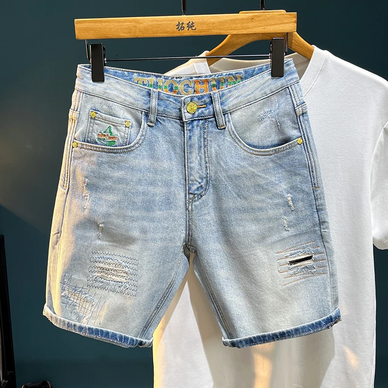 TC5003 Summer denim shorts embroidery hole men tide Slim embroidery patches high-end stretch Chinese trousers
TC5003 Summer denim shorts embroidery hole men tide Slim embroidery patches high-end stretch Chinese trousers