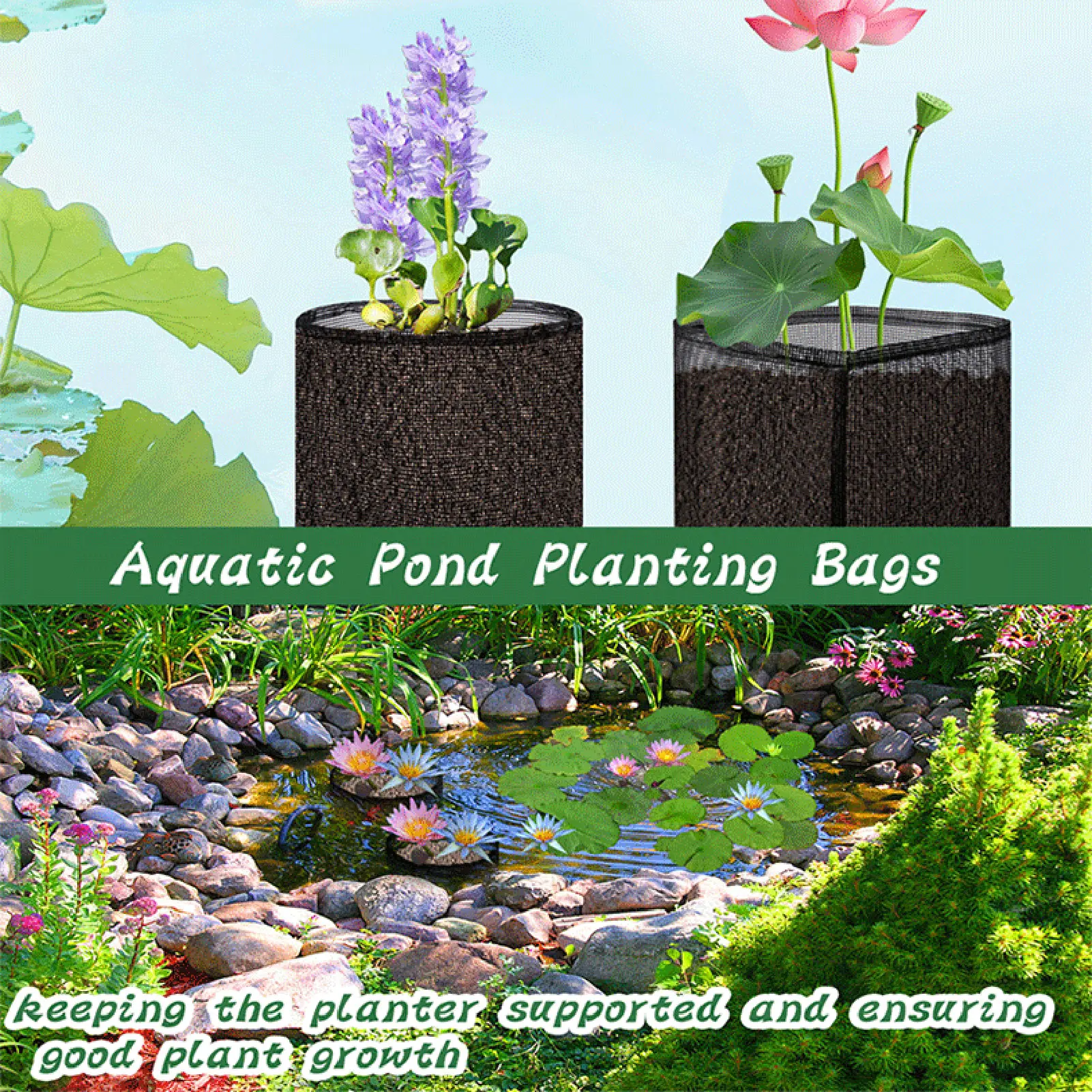 Aquatic PVC Mesh Planting Bags Square/Round PVC Mesh Pots for Water Lilies & Lotus Water Garden
Aquatic PVC Mesh Planting Bags Square/Round PVC Mesh Pots for Water Lilies & Lotus Water Garden
