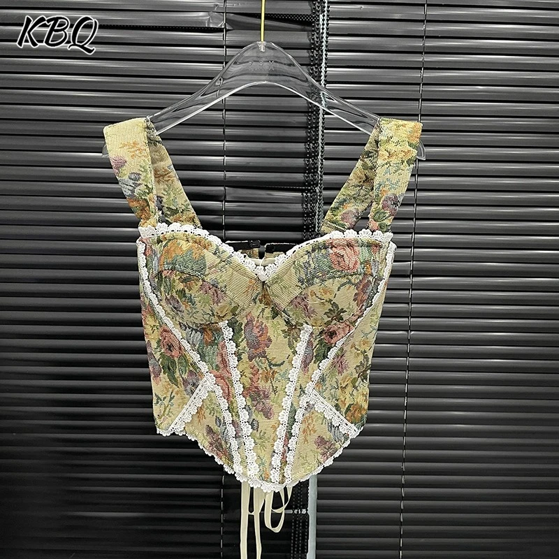 KBQ Retro Slim Fit Spliced Lace Printing Vests For Women Square Collar Sleeveless Backless Temperament Spring Vest Female Style
KBQ Retro Slim Fit Spliced Lace Printing Vests For Women Square Collar Sleeveless Backless Temperament Spring Vest Female Style