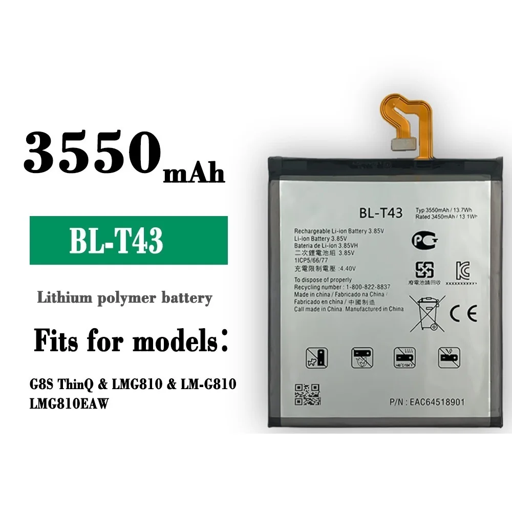 BL-T43 New Battery For LG G8S ThinQ LM-G810 3550mAh Mobile Phone High Quality Batteries With Gift Tools
BL-T43 New Battery For LG G8S ThinQ LM-G810 3550mAh Mobile Phone High Quality Batteries With Gift Tools