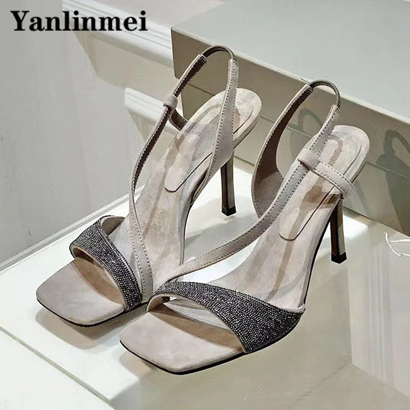 Summer High Heels Sandals Woman Suede Leather String Bead Chain Runway Shoes Back Strap Thin Heels Sandals Women Sandalias Mujer
Summer High Heels Sandals Woman Suede Leather String Bead Chain Runway Shoes Back Strap Thin Heels Sandals Women Sandalias Mujer