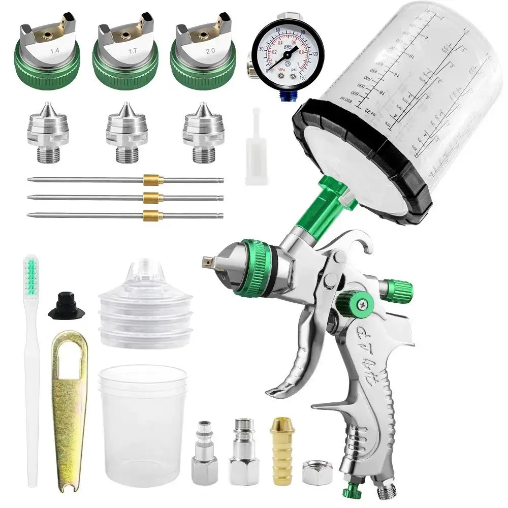 H2008 Series / HVLP Spray Gun 1.4/1.7/2.0mm Steel Nozzle Gravity Spray Gun Portable Car,with 650 ml Mixing Cup Green
H2008 Series / HVLP Spray Gun 1.4/1.7/2.0mm Steel Nozzle Gravity Spray Gun Portable Car,with 650 ml Mixing Cup Green