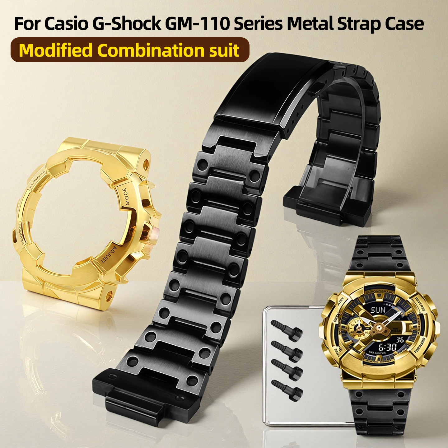 Stainless Steel Watch Band Mod Kit For Casio G-Shock GM-110 GA110 Series Modified Metal Strap Case Cover Replacement Accessories
Stainless Steel Watch Band Mod Kit For Casio G-Shock GM-110 GA110 Series Modified Metal Strap Case Cover Replacement Accessories