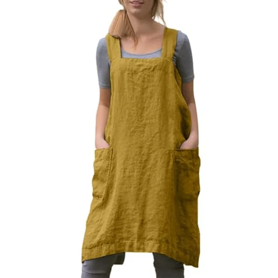 Women Apron with 2 Pockets Cotton Linen Kitchen Baking Cooking Chef Cross Back Pinafore Dress
Women Apron with 2 Pockets Cotton Linen Kitchen Baking Cooking Chef Cross Back Pinafore Dress