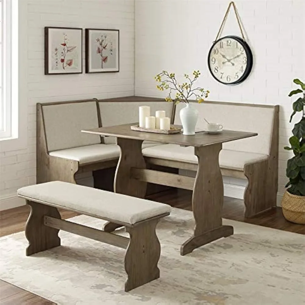 Wood Corner Nook Dining Set with Upholstered Seats, Some Assembly Required, Seats Up To 5 People, Dining Set
Wood Corner Nook Dining Set with Upholstered Seats, Some Assembly Required, Seats Up To 5 People, Dining Set
