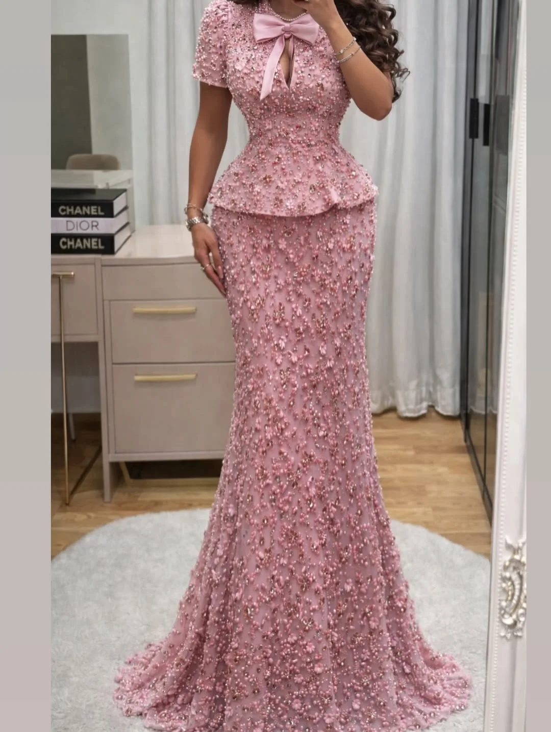 Customized Luxury Evening Dress Pink Beaded Mermaid Prom Gown Bow Peplum Waist Formal Gown for Ramadan Eid Arabic Wedding Guest
Customized Luxury Evening Dress Pink Beaded Mermaid Prom Gown Bow Peplum Waist Formal Gown for Ramadan Eid Arabic Wedding Guest