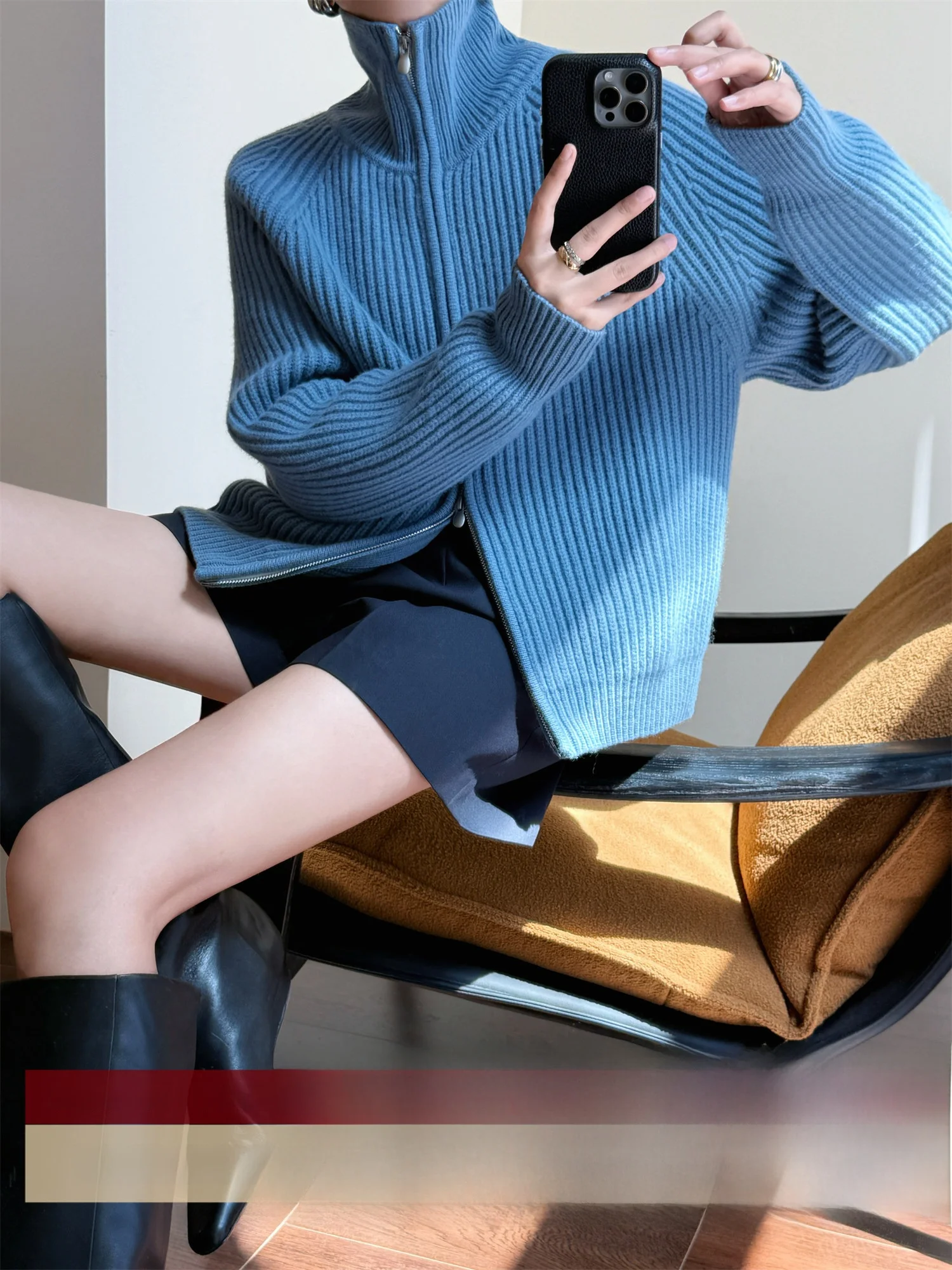 WANGER Bone Sensei: Тяжелый шерстяной вязаный кардиган-пальто свободного кроя с двойной молнией и полосками, женская модная модель
WANGER Bone Sensei: Тяжелый шерстяной вязаный кардиган-пальто свободного кроя с двойной молнией и полосками, женская модная модель