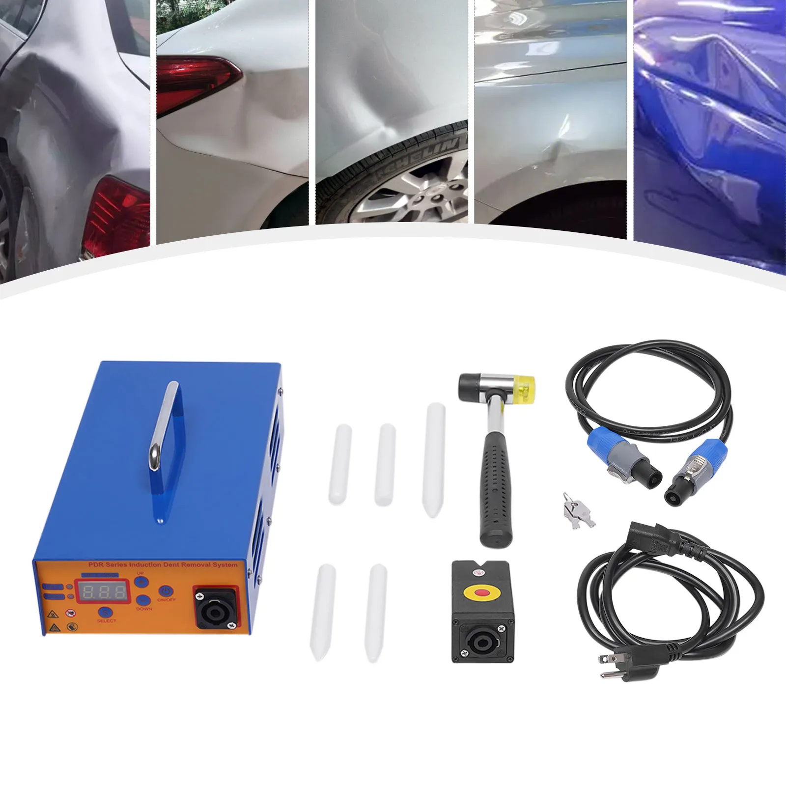 1380 Вт магнитная индукционная машина для ремонта вмятин без покраски кузова автомобиля, набор инструментов для удаления, электромагнитный индукционный нагреватель
1380 Вт магнитная индукционная машина для ремонта вмятин без покраски кузова автомобиля, набор инструментов для удаления, электромагнитный индукционный нагреватель