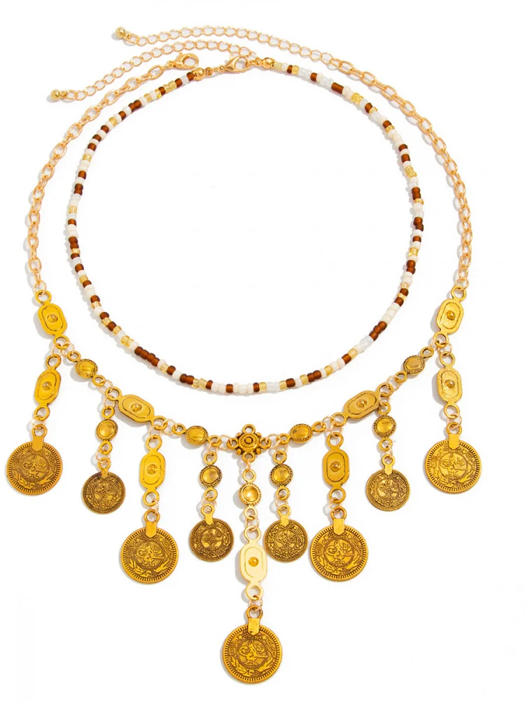 n Sle Double Layer Coin Tassel Nelace Women's Faion Jewelry n Eth Bead Nelace Alloy Material
n Sle Double Layer Coin Tassel Nelace Women's Faion Jewelry n Eth Bead Nelace Alloy Material