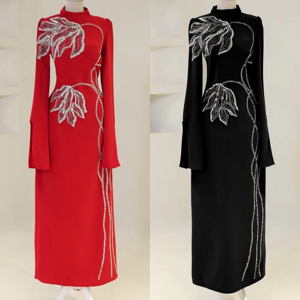 Customized Classic Jersey Sequined Pattern Straight High Collar Midi Dresses Bespoke Occasion Formal
Customized Classic Jersey Sequined Pattern Straight High Collar Midi Dresses Bespoke Occasion Formal