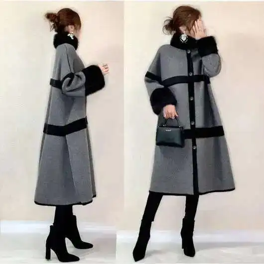 Japanese and Korean Woolen Coat Women's 2025 Spring and Autumn New Style Fur Splicing High Neck Woolen Coat
Japanese and Korean Woolen Coat Women's 2025 Spring and Autumn New Style Fur Splicing High Neck Woolen Coat