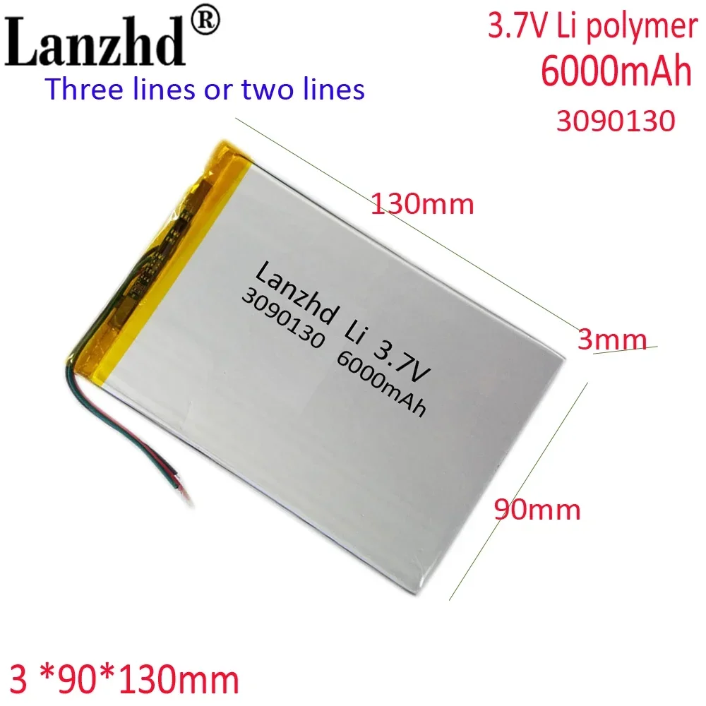 3090130 3.7V lithium Tablet polymer battery 6000mAh For DIY mobile emergency power charging treasure Tablet PC battery 3088128
3090130 3.7V lithium Tablet polymer battery 6000mAh For DIY mobile emergency power charging treasure Tablet PC battery 3088128