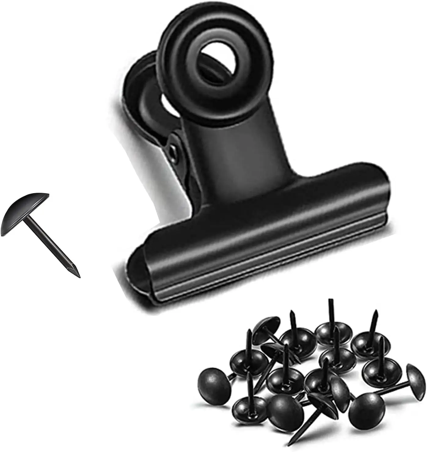 Black 2-Inch Bulldog Clips with Hole for Push-Pin, Strong Spring, Metal Binder Clips for Paper, Bags, DIY Photo Grid
Black 2-Inch Bulldog Clips with Hole for Push-Pin, Strong Spring, Metal Binder Clips for Paper, Bags, DIY Photo Grid