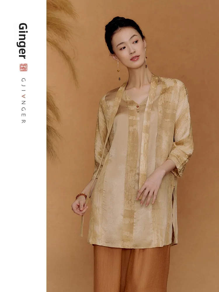 New Chinese Style Printed Shirt with Sash Design V-Neck Mid-Length Loose Fit Women's Fashion Breathable Comfortable Skin-Frie...
New Chinese Style Printed Shirt with Sash Design V-Neck Mid-Length Loose Fit Women's Fashion Breathable Comfortable Skin-Frie...