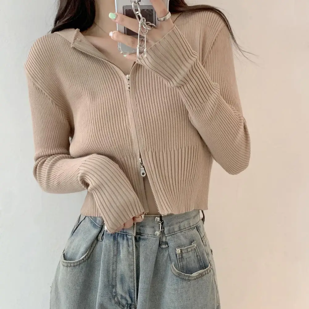 Double Zipper Coat Women Knitted Cardigan Stylish Women's Knit Cardigan Double-head Zipper Hooded Long Sleeve Sweater for Spring 
Double Zipper Coat Women Knitted Cardigan Stylish Women's Knit Cardigan Double-head Zipper Hooded Long Sleeve Sweater for Spring