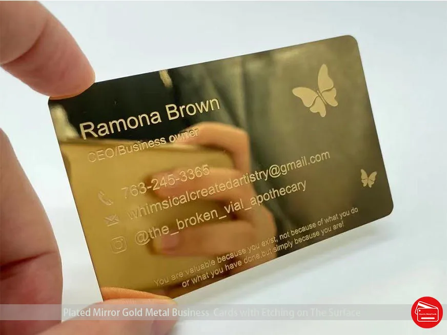 Elegant Mirror Gold Metal Business Cards - High-End Customizable Options
Elegant Mirror Gold Metal Business Cards - High-End Customizable Options