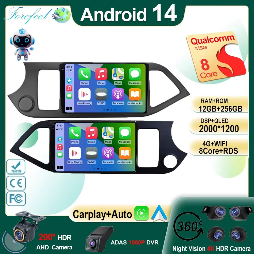Автомобильное радио Android 14 Carplay для Kia Morning 2 Picanto 2011-2017 Мультимедийный видеоплеер Навигация GPS Стерео головное устройство Авто
Автомобильное радио Android 14 Carplay для Kia Morning 2 Picanto 2011-2017 Мультимедийный видеоплеер Навигация GPS Стерео головное устройство Авто