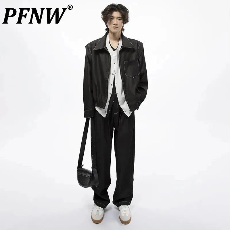 Мужской комплект из двух предметов PFNW, корейский Повседневный модный простой топ на молнии с отворотом, винтажные свободные прямые брюки, осень 2024, 28W4603
Мужской комплект из двух предметов PFNW, корейский Повседневный модный простой топ на молнии с отворотом, винтажные свободные прямые брюки, осень 2024, 28W4603