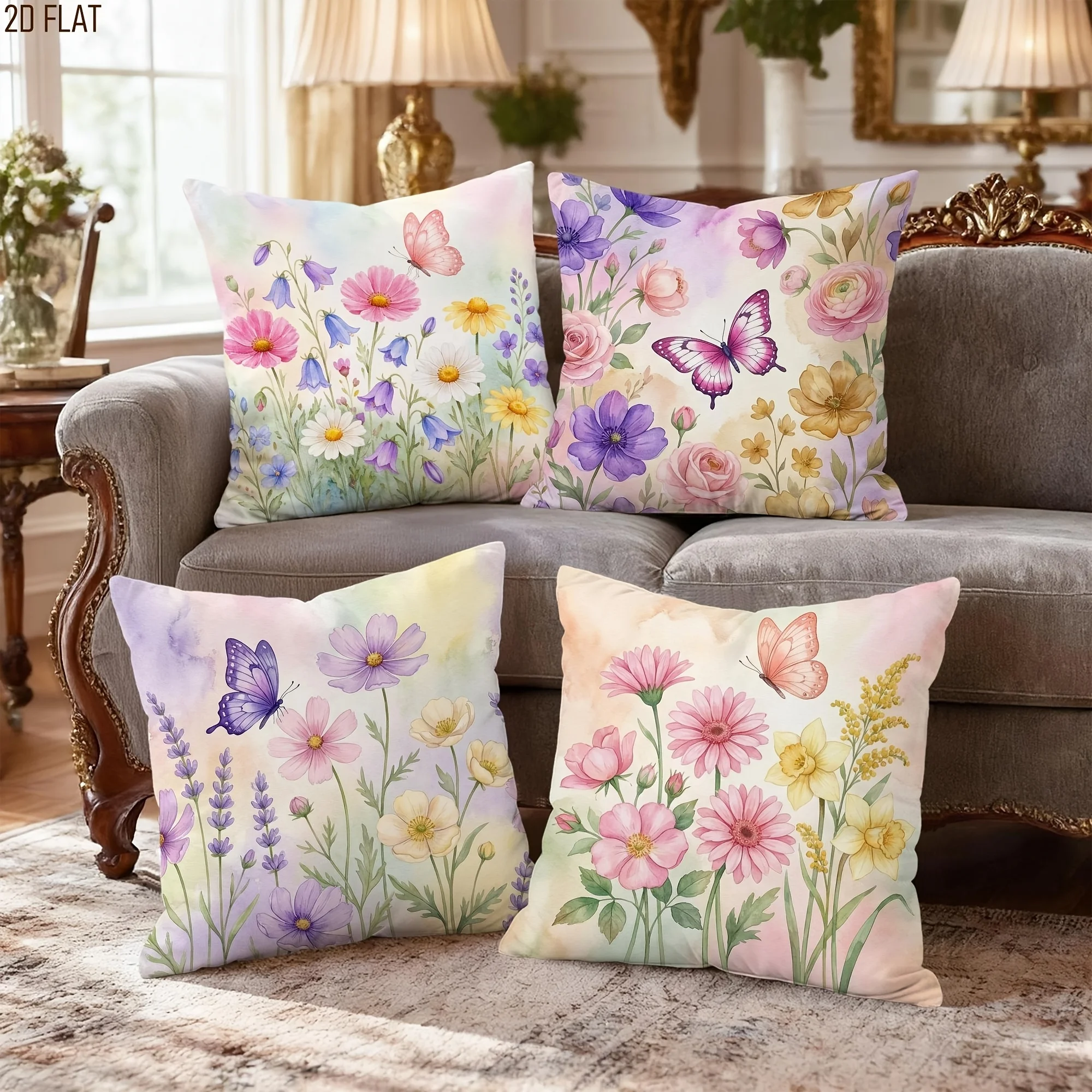 4pcs Watercolor Floral Butterfly Cushion Cover Flower Printed Pillow Case Polyester Home Decor Sofa Living Room Bedroom 2D Flat
4pcs Watercolor Floral Butterfly Cushion Cover Flower Printed Pillow Case Polyester Home Decor Sofa Living Room Bedroom 2D Flat