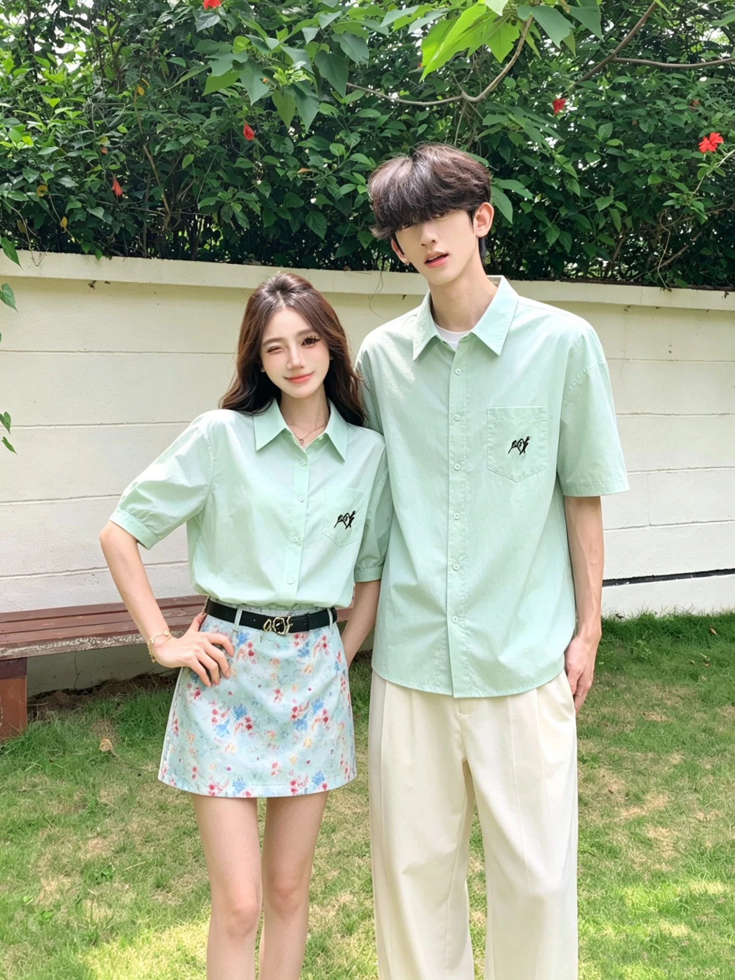 American Retro Embroidered Shirt Couple Set High-End Sensation Summer Unique Design One Skirt One Shirt Loose Fit Short Sleeve
American Retro Embroidered Shirt Couple Set High-End Sensation Summer Unique Design One Skirt One Shirt Loose Fit Short Sleeve