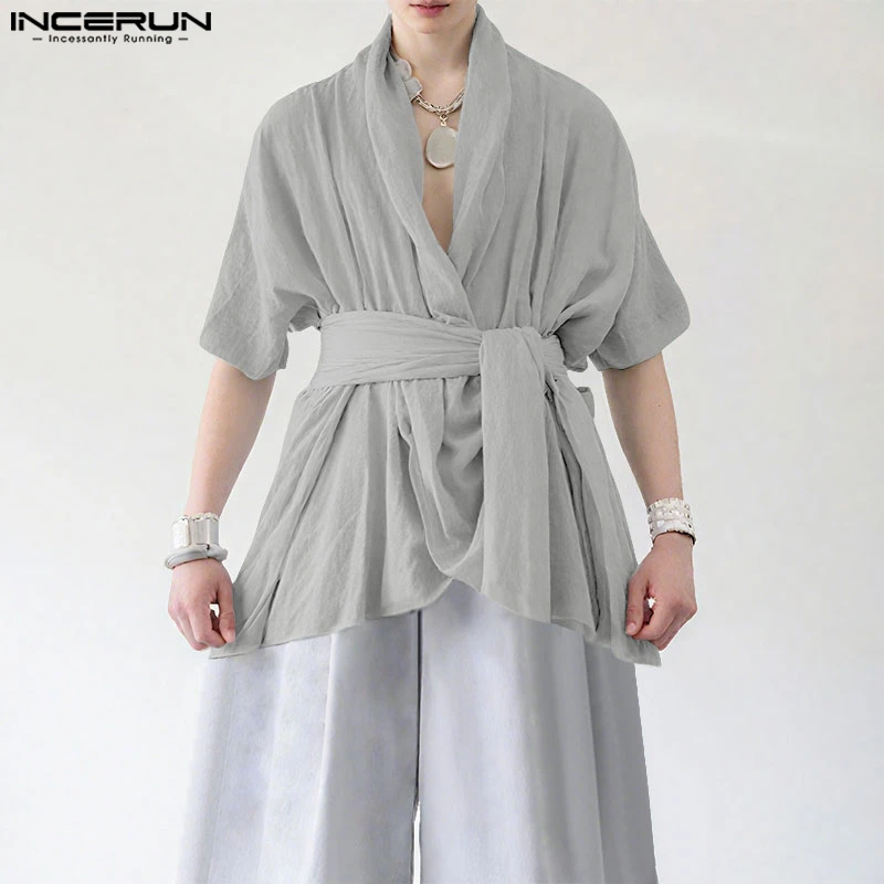 INCERUN Men Shirt Solid Color V Neck Short Sleeve Irregular Shirts Loose Lace Up Streetwear Fashion Casual Men Clothing 2025
INCERUN Men Shirt Solid Color V Neck Short Sleeve Irregular Shirts Loose Lace Up Streetwear Fashion Casual Men Clothing 2025