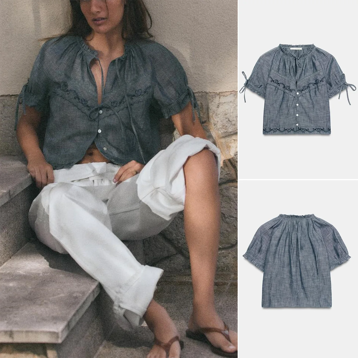 Summer New Women's round Neck Bubble Sleeve Knot Lace Embroidery Decorated Shirt Vintage Style Polyester Fiber Skin...
Summer New Women's round Neck Bubble Sleeve Knot Lace Embroidery Decorated Shirt Vintage Style Polyester Fiber Skin...