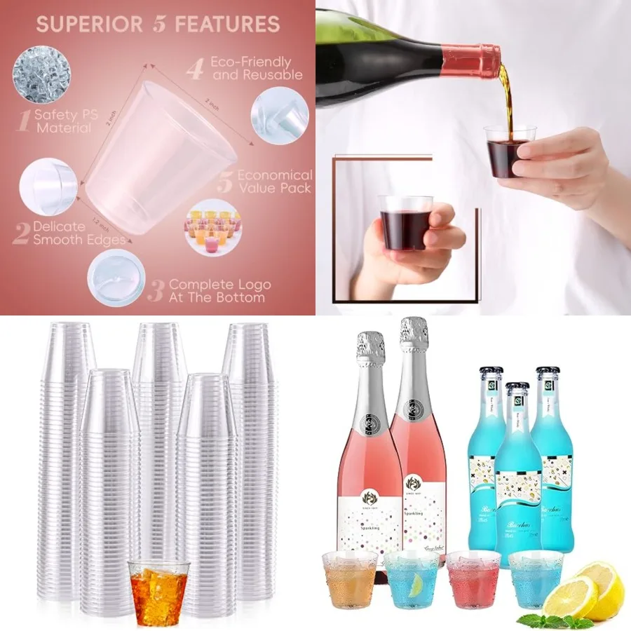 1000 Pack Plastic Shot Glasses-2 oz Disposable Cups 2 oz Plastic Shot Cups Ideal for Whiskey, Tasting, Food Samples, Perfect fo
1000 Pack Plastic Shot Glasses-2 oz Disposable Cups 2 oz Plastic Shot Cups Ideal for Whiskey, Tasting, Food Samples, Perfect fo