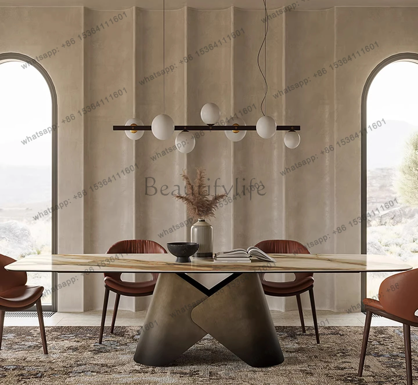 Light luxury Pandora bright rock slab dining table and chair combination modern simple rectangular dining table
Light luxury Pandora bright rock slab dining table and chair combination modern simple rectangular dining table