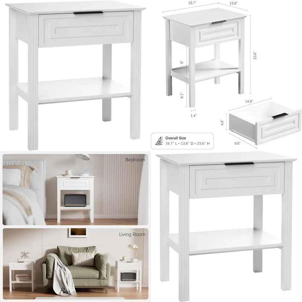 Contemporary Drawer & Shelf Side Table - 19.7x13.8x23.6 Black Handle, Textured Front for Living Spaces
Contemporary Drawer & Shelf Side Table - 19.7x13.8x23.6 Black Handle, Textured Front for Living Spaces