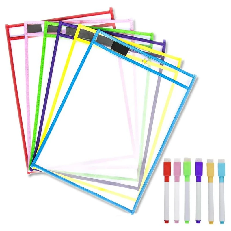 Reusable Dry Erase Pockets, 6 Pack Reusable Dry Erase Sleeves, Assorted Colors Sheet Protector, Dry Erase Pocket Sleeves
Reusable Dry Erase Pockets, 6 Pack Reusable Dry Erase Sleeves, Assorted Colors Sheet Protector, Dry Erase Pocket Sleeves