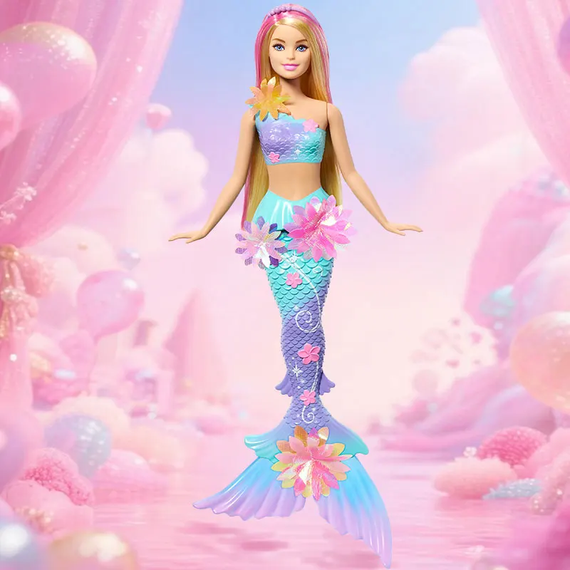 Original Barbie Mermaid Doll Pink Fantasy Dreamy Flowers Princess Suit Toys For Girl Movable Joints Fish Tail Body Gift Toy
Original Barbie Mermaid Doll Pink Fantasy Dreamy Flowers Princess Suit Toys For Girl Movable Joints Fish Tail Body Gift Toy