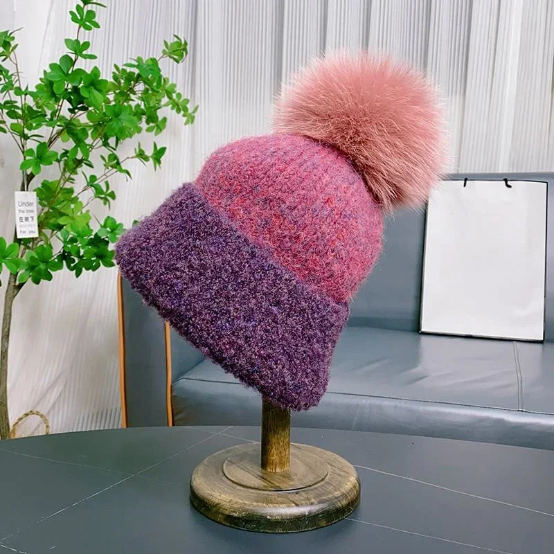 Autumn Winter New Beanies Hat Female real fox Fur Ball Knitted Hat Fashion Thermal Ear Protection Wool Hat
Autumn Winter New Beanies Hat Female real fox Fur Ball Knitted Hat Fashion Thermal Ear Protection Wool Hat