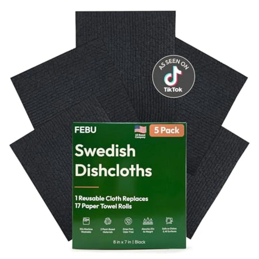 Swedish Dishcloths for Kitchen 5 Pack Reusable Paper Towels Washable Swedish Dish Towels Non-Scratch Cellulose Sponge Cloths No
Swedish Dishcloths for Kitchen 5 Pack Reusable Paper Towels Washable Swedish Dish Towels Non-Scratch Cellulose Sponge Cloths No