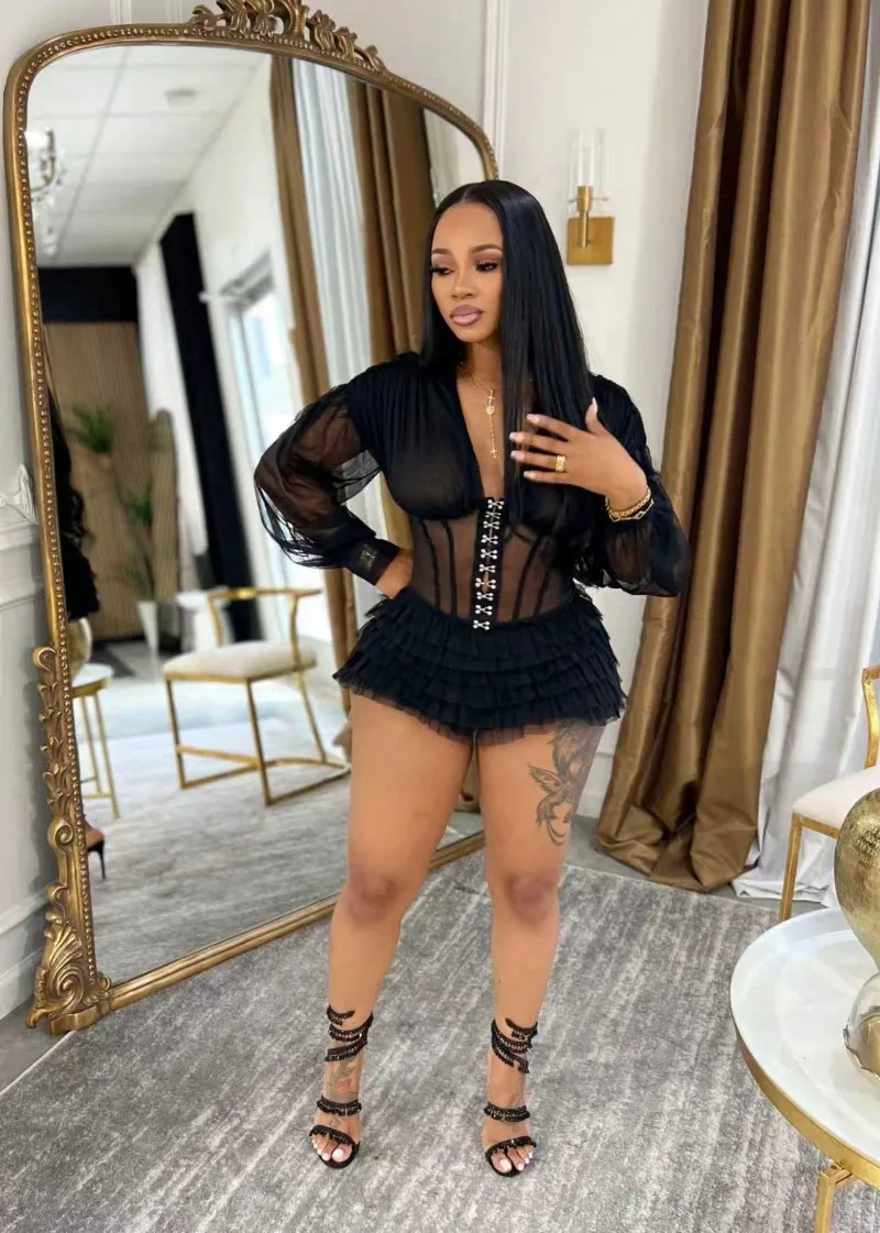GUWU Female Sexy Fashion Casual Mesh Patchwork Ruffle Short Jumpsuit Women Summer Rompers Playsuits
GUWU Female Sexy Fashion Casual Mesh Patchwork Ruffle Short Jumpsuit Women Summer Rompers Playsuits