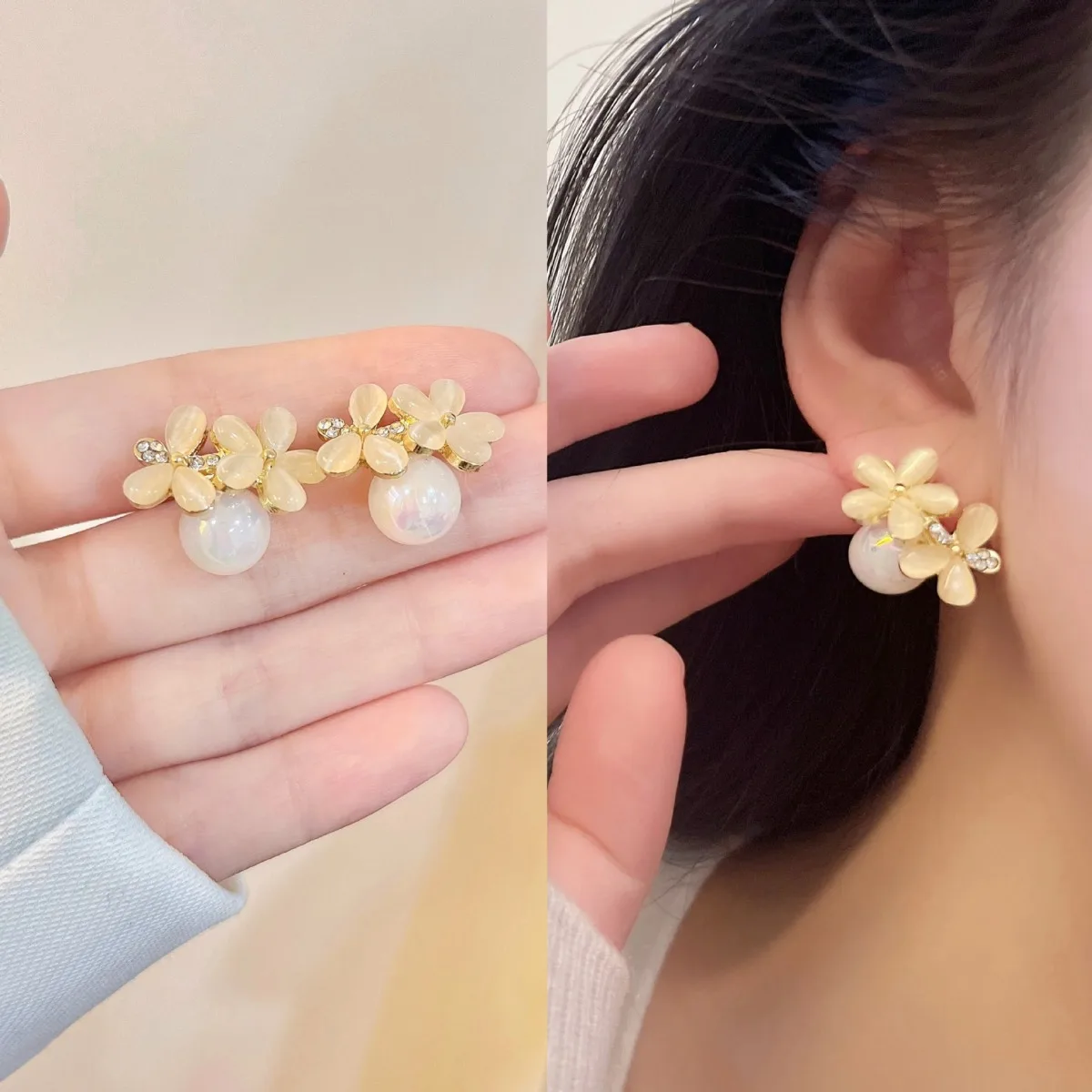 Flower Pearl Stud Earrings Gold Floral Dangle Earrings for Women Fashion Jewelry Gift
Flower Pearl Stud Earrings Gold Floral Dangle Earrings for Women Fashion Jewelry Gift