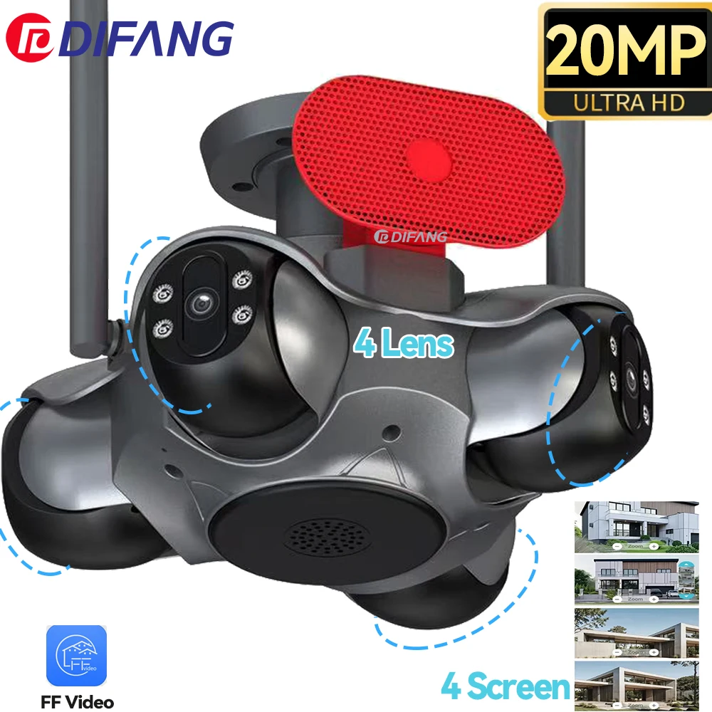 DIFANG 10K 20MP Security Protection WiFi Camera Four Lens Four Screen PTZ 6K 12MP CCTV Surveillance New Security Cam FFVIDEO
DIFANG 10K 20MP Security Protection WiFi Camera Four Lens Four Screen PTZ 6K 12MP CCTV Surveillance New Security Cam FFVIDEO