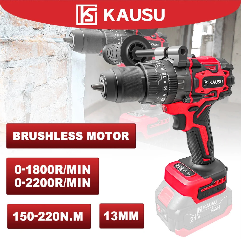 13mm 2-speed Brushless Electric Drill 20+3 Torque Cordless Ice Drill With Impact Function Power Tool For Makita 18V Battery
13mm 2-speed Brushless Electric Drill 20+3 Torque Cordless Ice Drill With Impact Function Power Tool For Makita 18V Battery