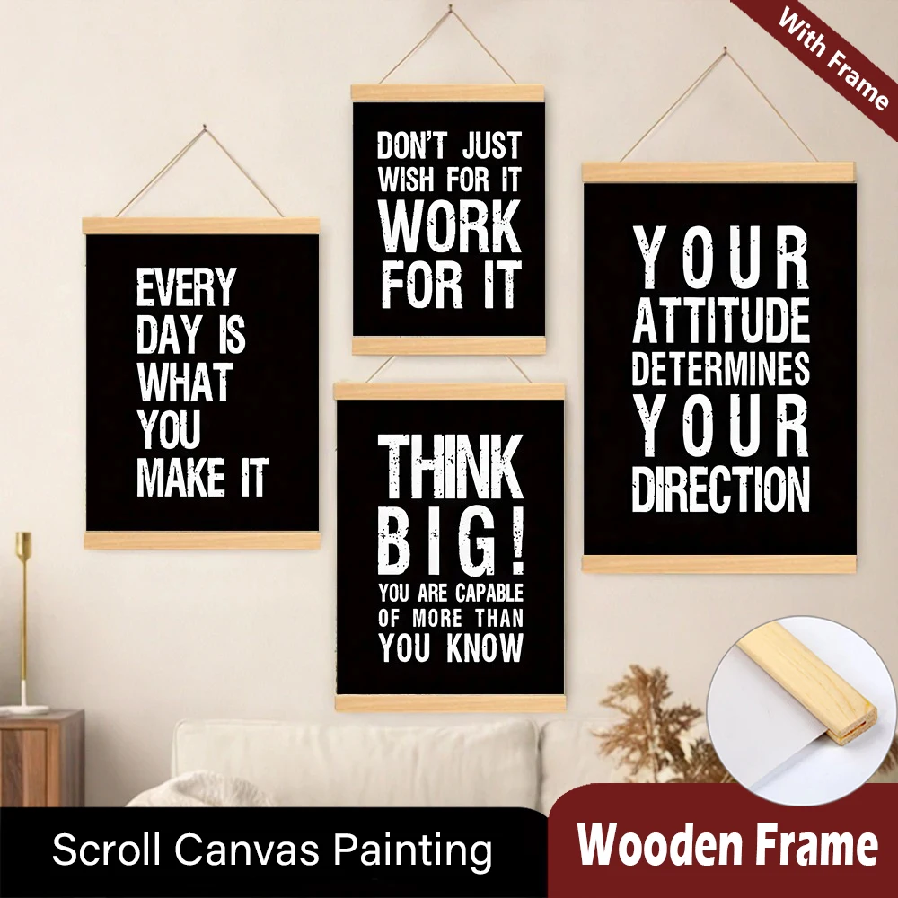 Wood Hanging Scroll Painting Inspirational Quote Wall Art Set Black & White Motivational Posters Bedroom, Gym - Positive Decor
Wood Hanging Scroll Painting Inspirational Quote Wall Art Set Black & White Motivational Posters Bedroom, Gym - Positive Decor