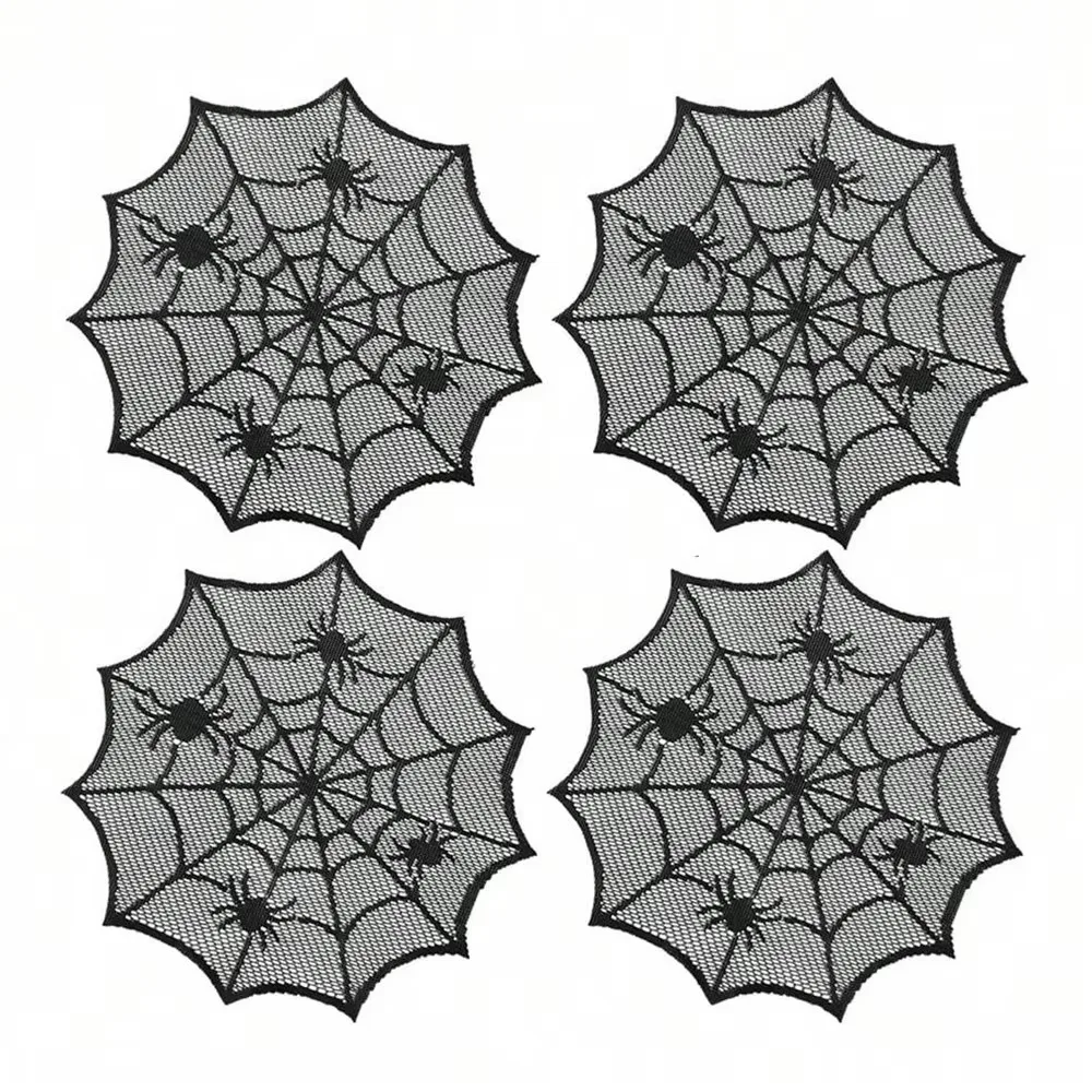 Decorative 30cm Spider Web Placemats Polyester Heat Insulation Spider Web Table Mat Hollow Out Black Lace Placemat for Home
Decorative 30cm Spider Web Placemats Polyester Heat Insulation Spider Web Table Mat Hollow Out Black Lace Placemat for Home